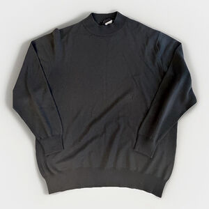 BERNINI Extra Fine Italian Merino Wool Dark Gray Mock Neck Sweater LARGE Soft